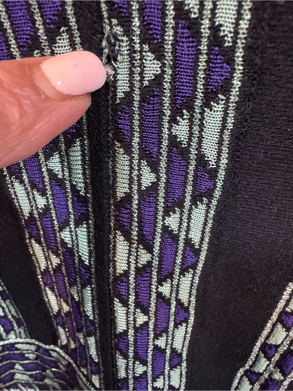 Missoni Black Mini Dress with Green and Purple Trim 42 - Picture 6 of 14